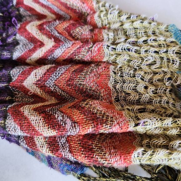 Multi pattern scarf Chevron striped fringe trim - Picture 2 of 4